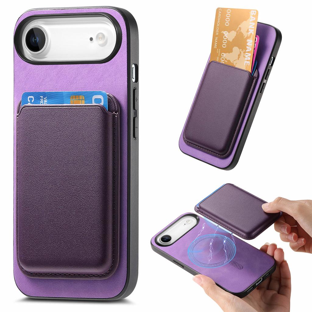 For iPhone Air Case Detachable Magnetic Card Bag Leather Phone Back Cover