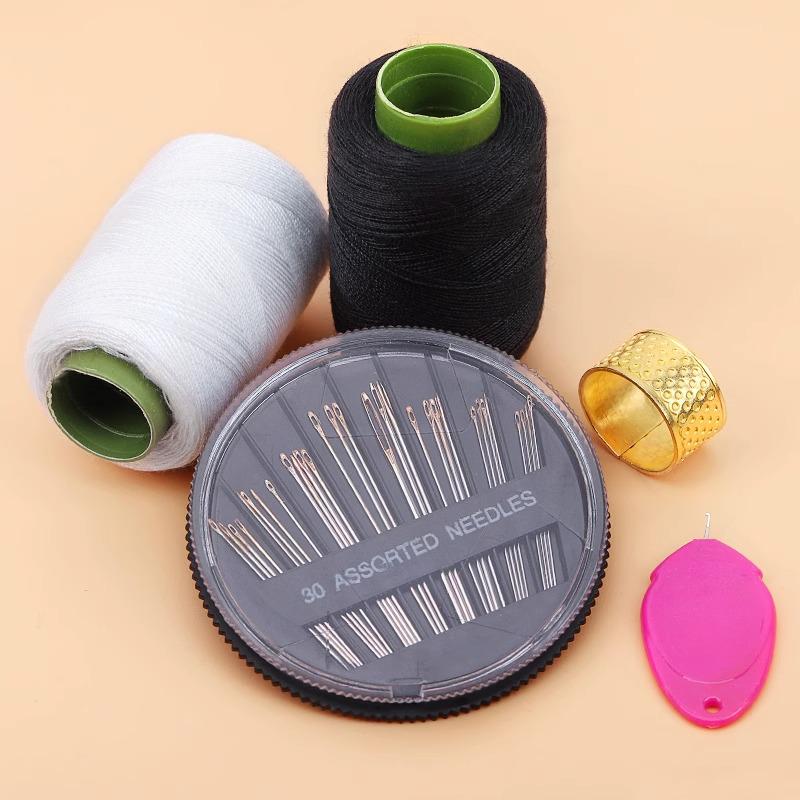 Black & White DIY Sewing Thread and Needle Set for Mending and Handcrafts