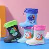 Kids' Cartoon Waterproof Mid-Calf Rain Boots with Removable Fleece Lining for Boys and Girls