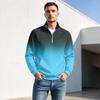 Herren Herbst Winter Zweifarbig Gradient Print Reißverschluss Pullover Stehkragen Lässig Knitterig Sportlich Oberteil