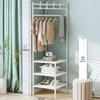 Modern Minimalist Metal Floor Coat Rack: Multifunctional Bedroom Clothes Hanger & Storage Solution.
