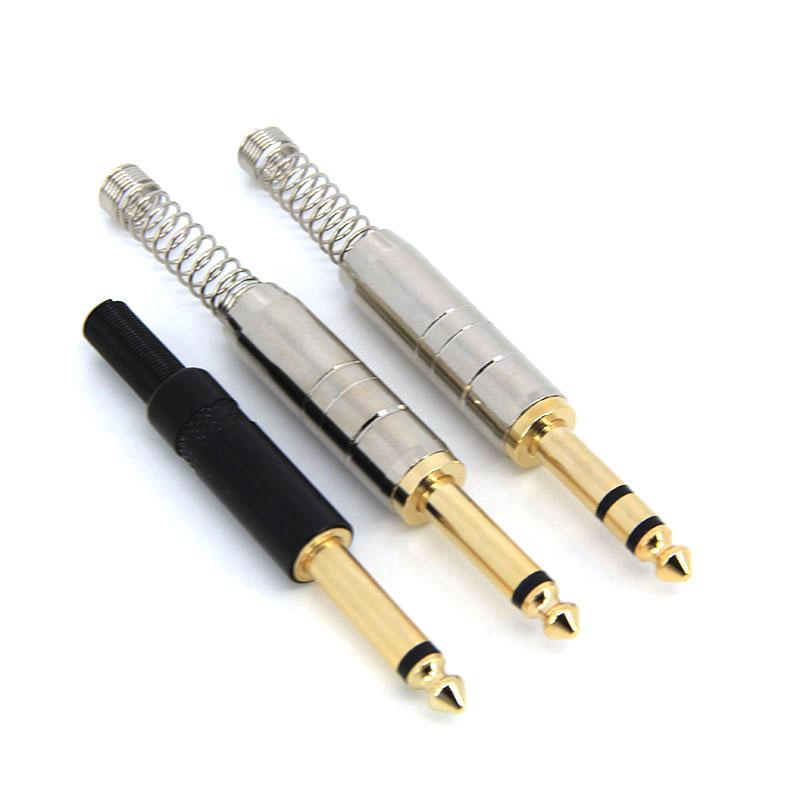 6.35mm 6.5mm Audio Male Female Mono Stereo Solder Connector Plug Socket 2 3 Pole Gold Plated Metal Amplifier Mic Converter