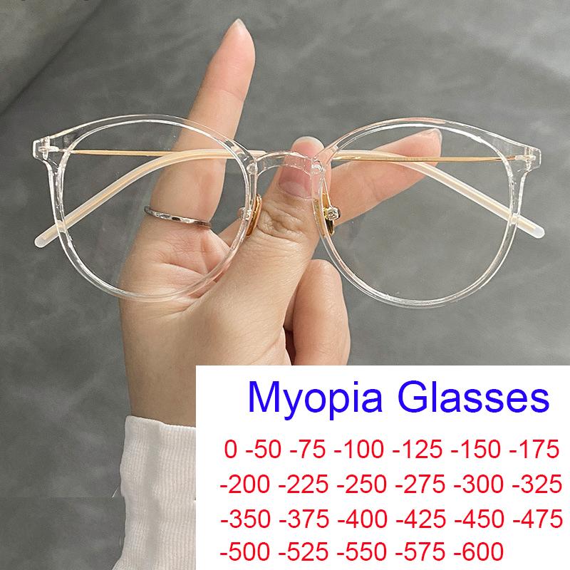Ultralight Clear Round Myopia Glasses With Diopter -1 -2.5 -6.0 Stylish Designer Nearsighted Eyeglasses Anti Blue Light Glasses