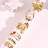 Trendy Metal Flower Open Ring Set - Women's Unique Irregular Design Jewelry