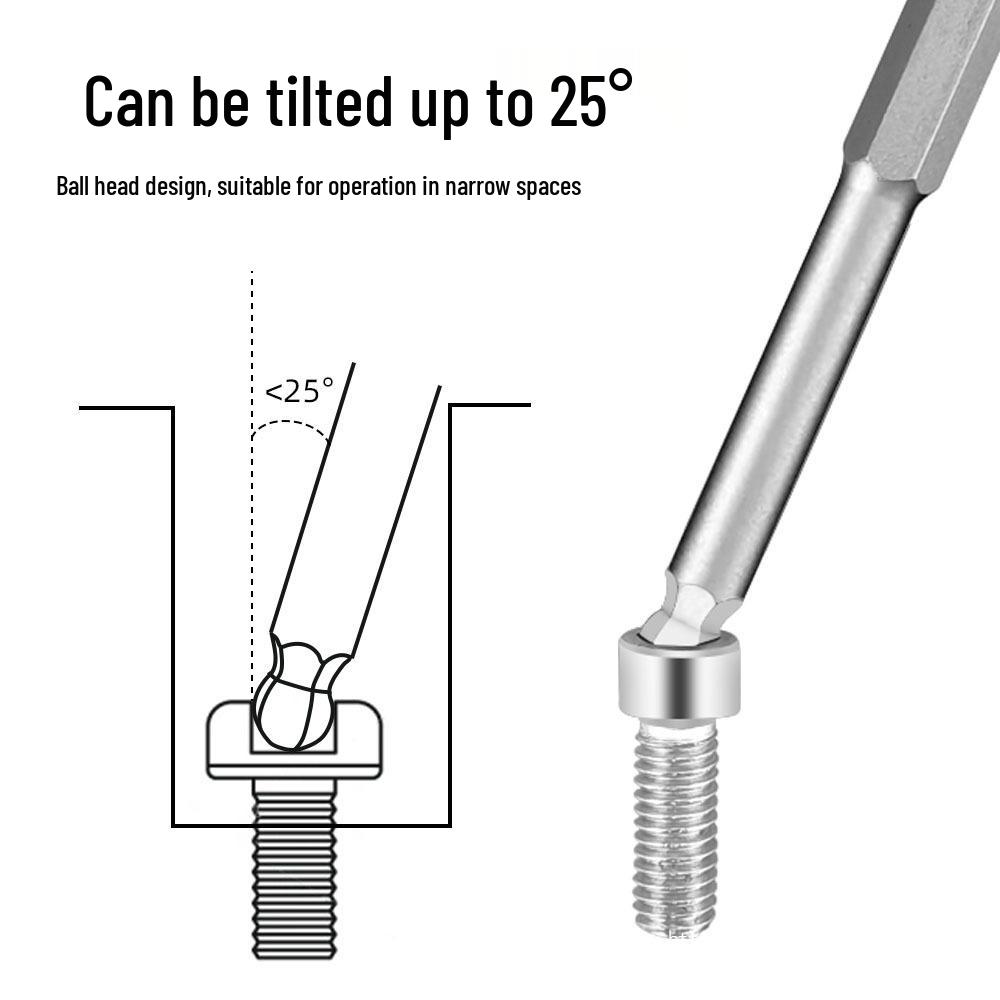Magnetic S2 Steel Hardened Hex Ball Head Air Driver Bit 1/4" Pneumatic Screwdriver Attachment