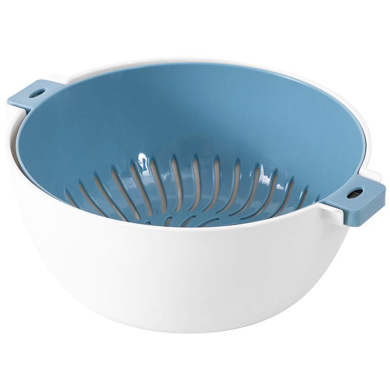 Double-Layer Plastic Drain Basket: Multi-Use Kitchen & Living Room Bowl for Washing Vegetables and Serving Fruit.