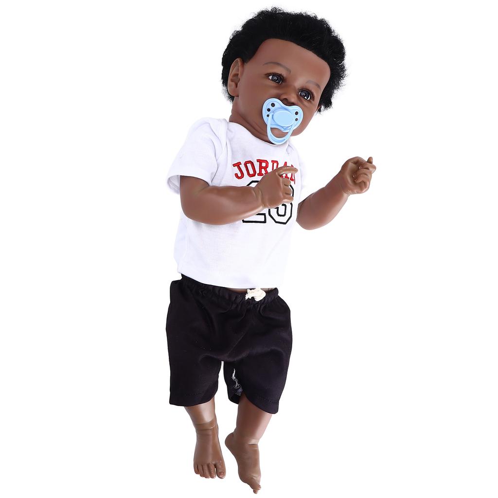 Reborn Baby Dolls Full Vinly Body Newborn African Black Baby Girls Dolls 22 Inches with Toy
