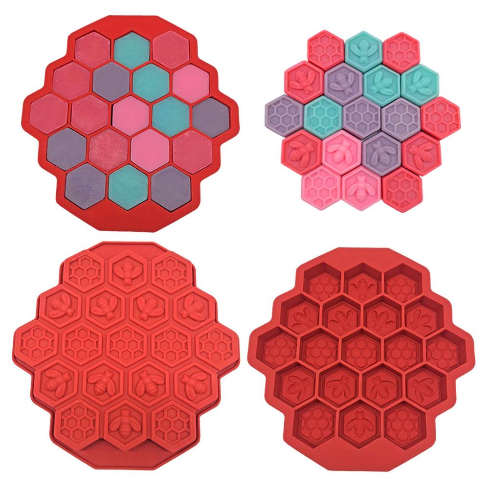 19 Cavities Honeycomb Silicone Mold DIY Little Bee Ice Tray Cake Chocolate Soap Icing Mould Party Cake Gift Decor