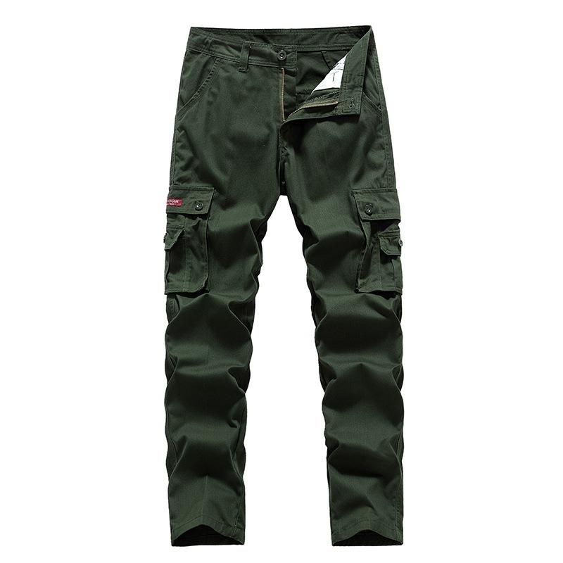 Nowe modne spodnie ogrodniczki casual męskie wielokieszeniowe retro jednolity kolor proste casualowe spodnie