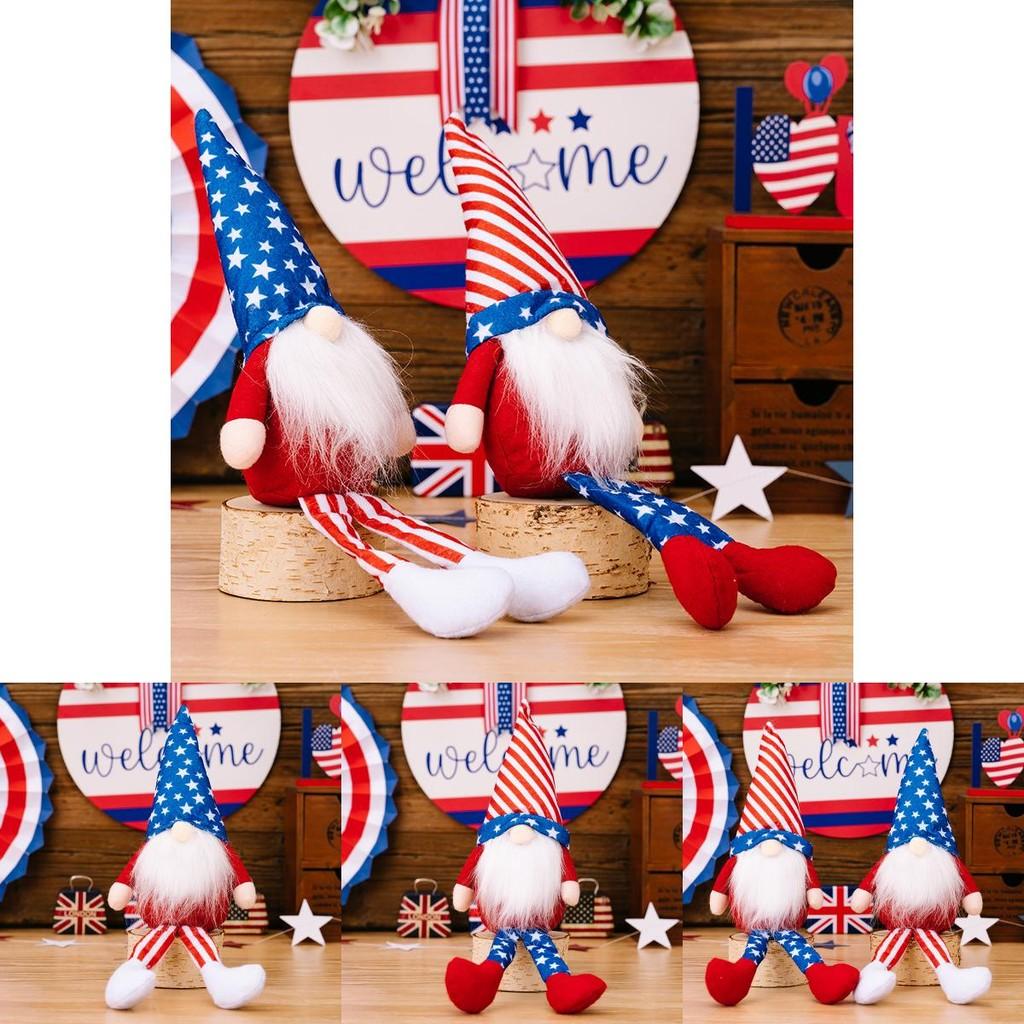 American New Independence Day Striped Star Hanging Gnome Plush Figurine Gift