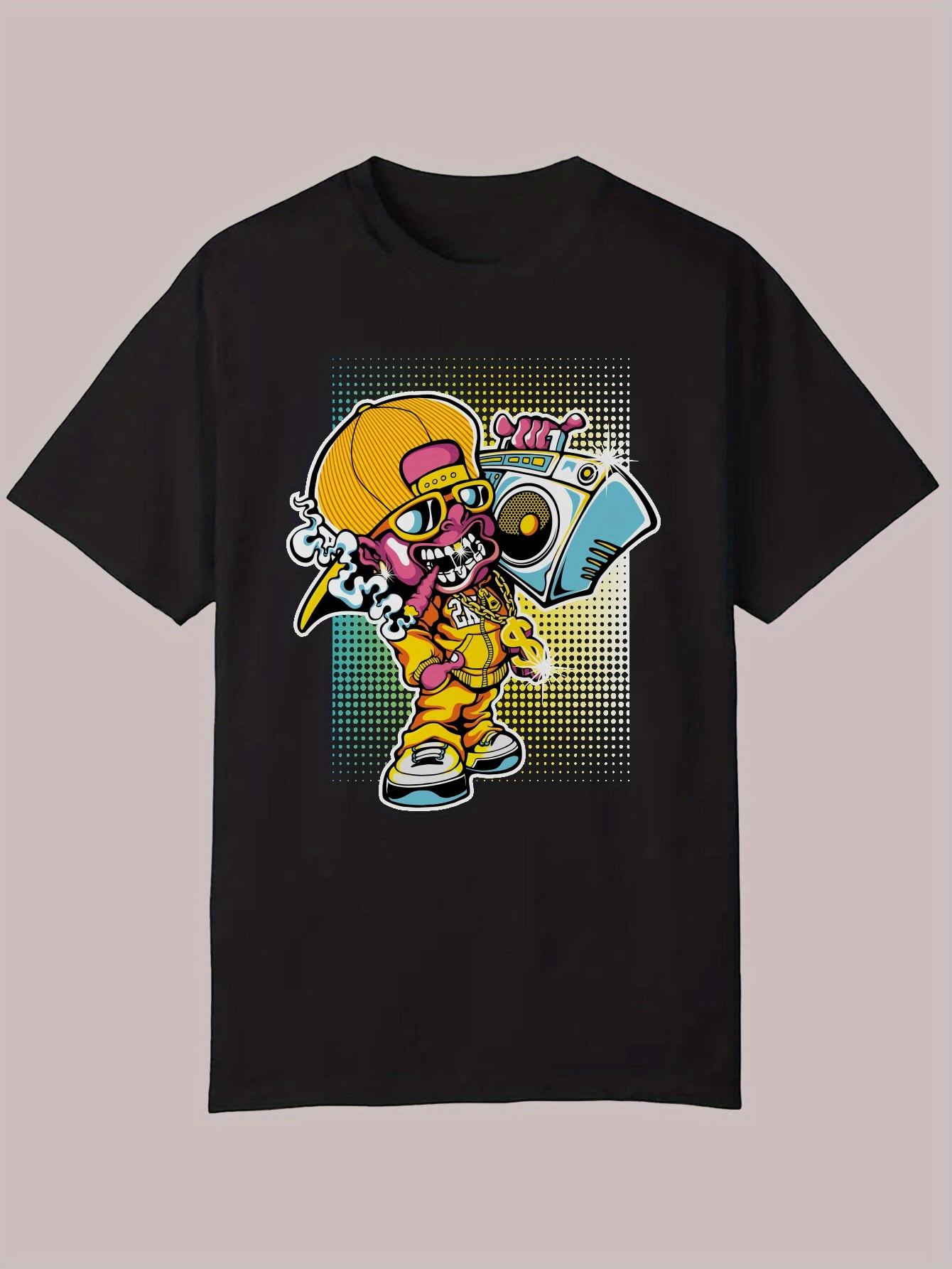 Casual Summer Graphic T-shirt - Vibrant Cartoon Character Design L