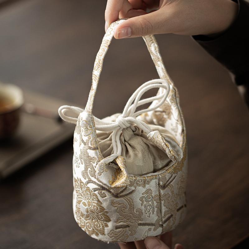 Brocade master cup storage bag Zisha pot protective bag Thickened premium travel portable bag Tea ceremony special tea