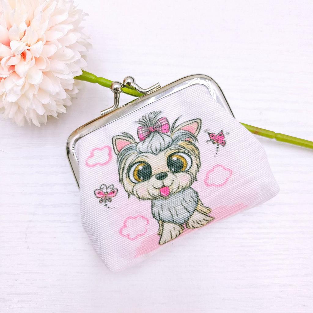 Cute cartoon cat printed coin purse, mini kiss lock coin purse, and headphone bag