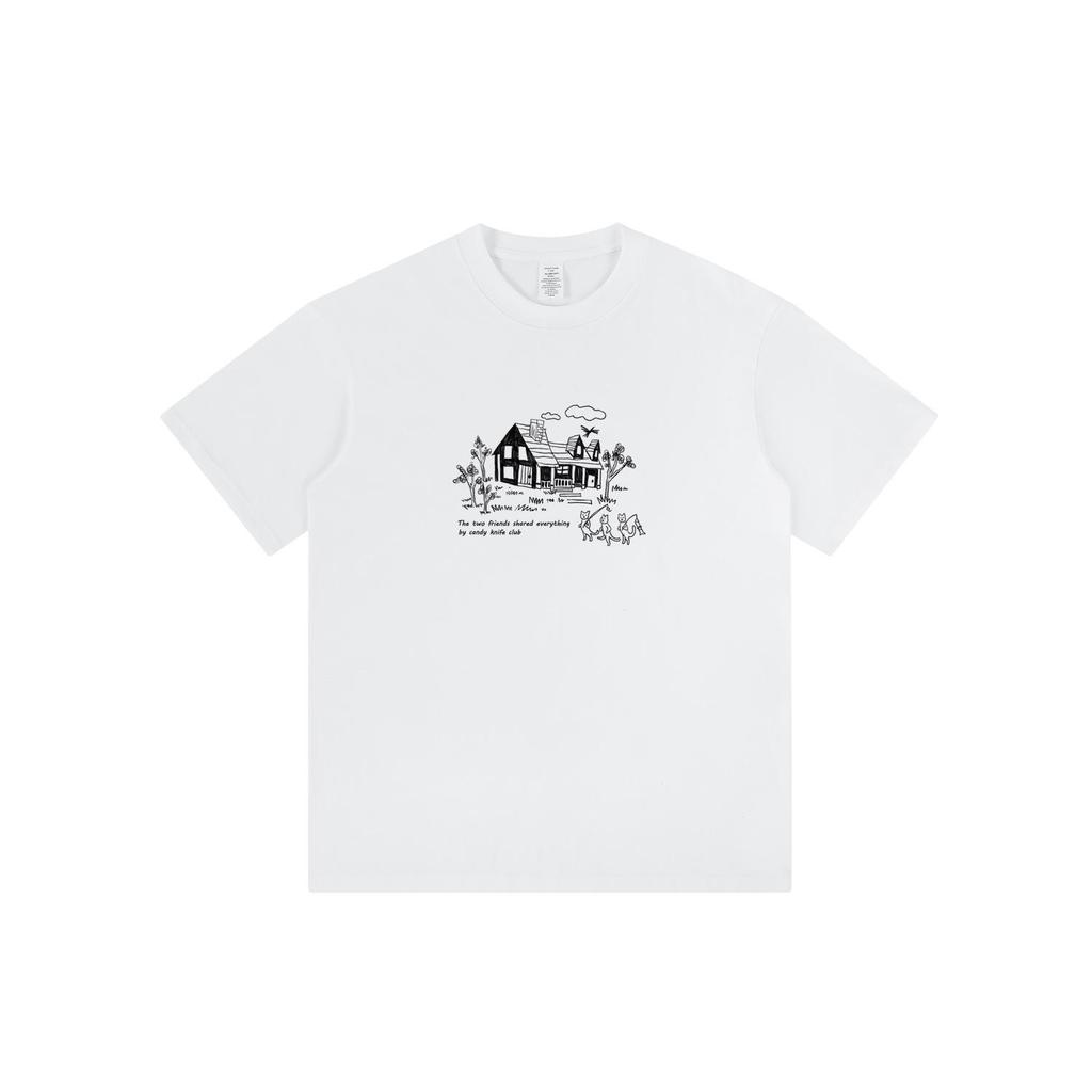 Unisex Hong Kong Style Harajuku Cotton T-Shirt, Loose Fit, Short Sleeves, Trendy Design for Couples