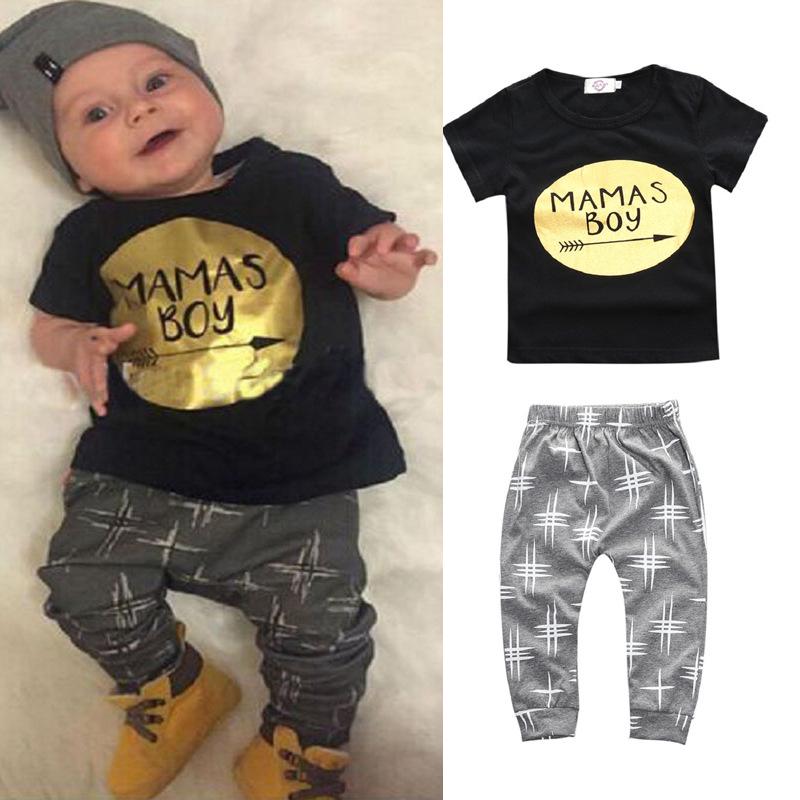 Spring & Summer INS Style Baby & Kids Short Sleeve Printed T-Shirt and Pants Set