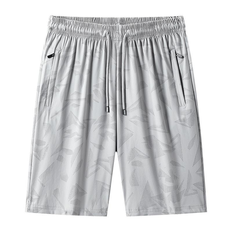 Szorty Męskie Kamuflażowe z Jedwabiu Lodowego Letnie w Dużych Rozmiarach Luźne Casualowe Szybkoschnące Spodnie Pięcioczęściowe do Biegania Sportowe Plażowe