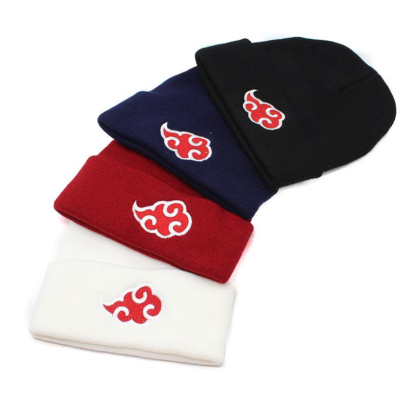 Hat Anime Naruto Red Cloud Image Embroidery Warm Wool Hat Knitted Hat