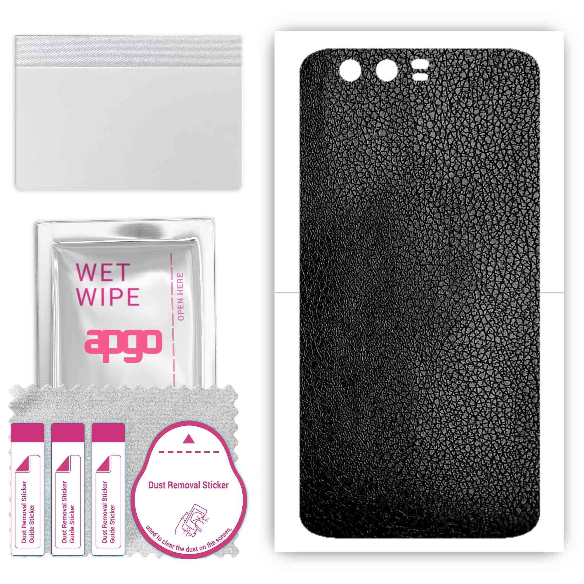 

apgo Protective Skin Sticker for the back compatible with Honor 9, Wrap Film, Foil, Vinyl - Pattern Black Leather