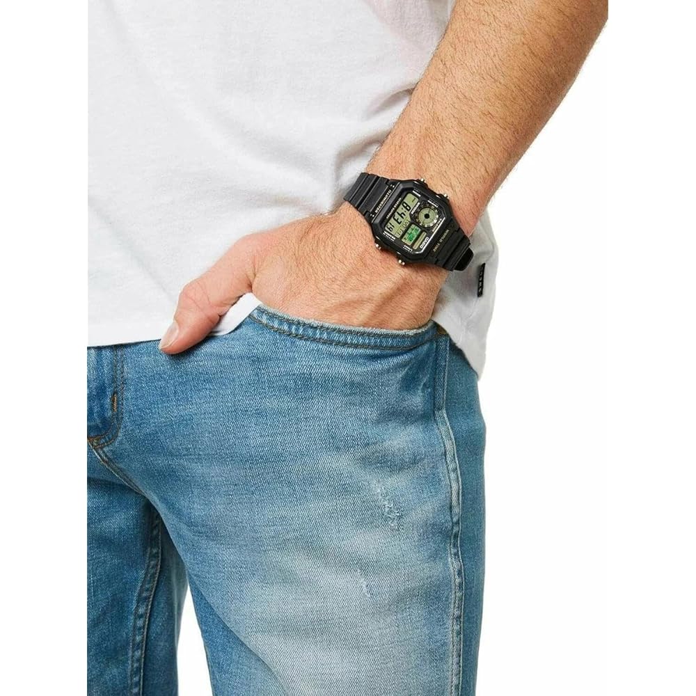 Casio Standard AE-1200WH-1B Men's Watch Black Resin Strap Water Resistant Analog Digital