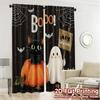 2pcs,Curtains Black Cat_ Bats & Pumpkins Popular Curtain Fabric Yarn Curtains Gifts Perfect for Bedroom & Living Room Decor