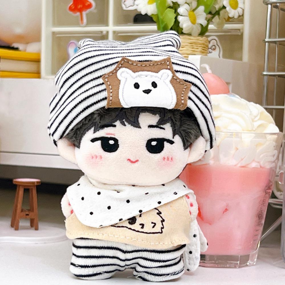 Striped Hat 10cm Cotton Doll Clothes Suit Doll Dress Up Set Doll Clothes Outfit  Children's Gift
