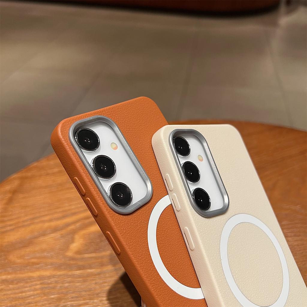 For Samsung Galaxy S25/S24 Phone Cases Leather Texture TPU Back Cover Support Wireless Charging