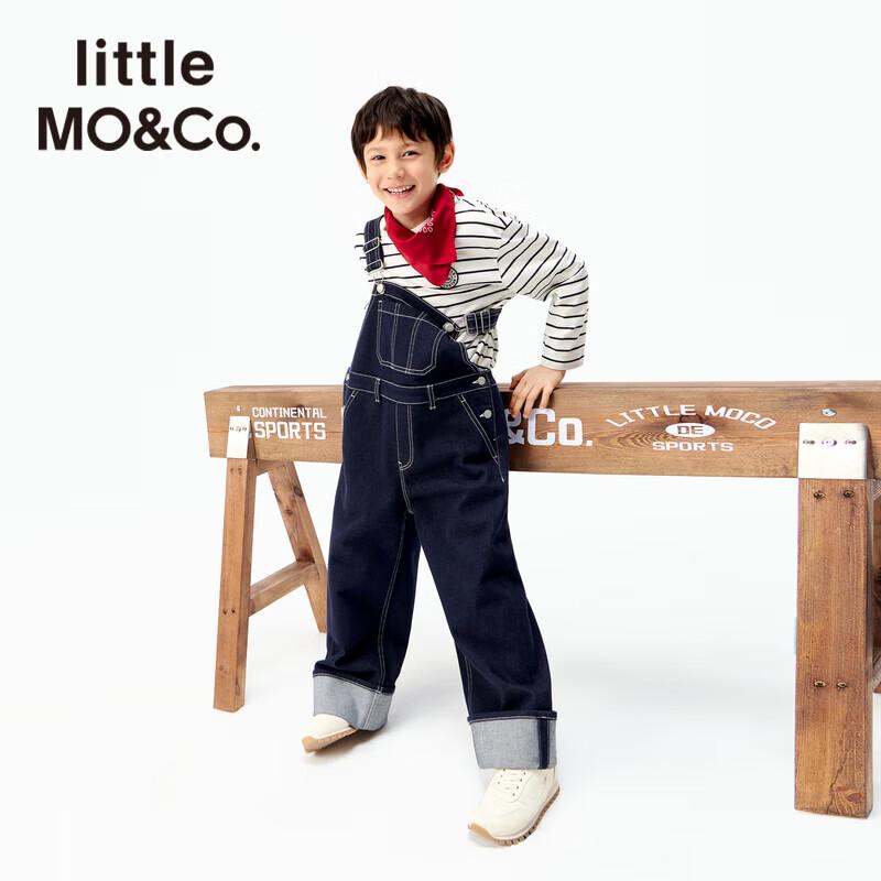 Mały MO&Co. Unisex Ogrodniczki Jeansowe dla Dzieci KBE3JPS003