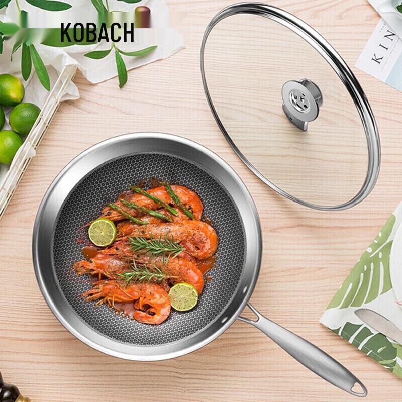 KOBACH 32cm 304 Tri-Ply Stainless Steel Wok with Lid
