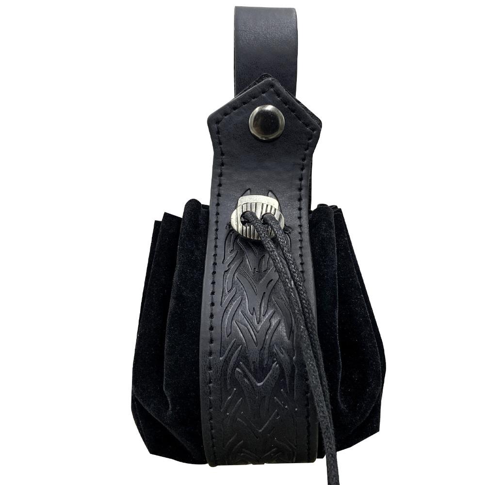 PU Medieval Belt Bag Faux Leather Drawstring Pouch Daily Wear Nordic Portable Coin Purse Cosplay