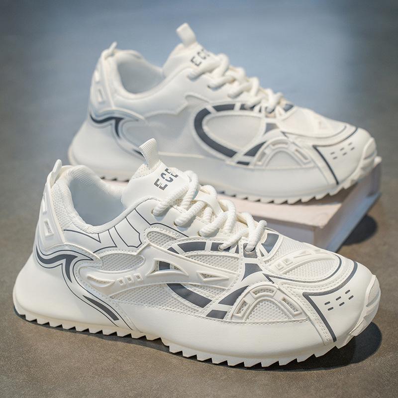 

Men s shoes 2025 summer new mesh breathable fly-woven sports and leisure shoes thick sole heightening Korean version of Internet celebrity dad shoes 39