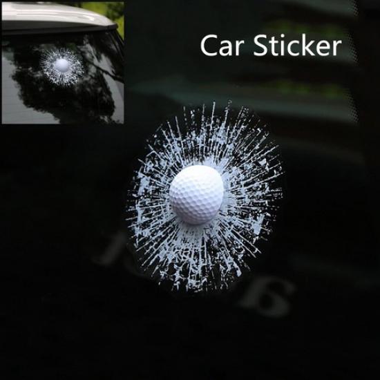 Car Creative 3D Ball Design Tennis Baseball Hit Glass Window Windshield Sticker