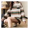 Navava Men Casual Colorblock Striped Round Neck Long Sleeve Sweatshirt Nt1977