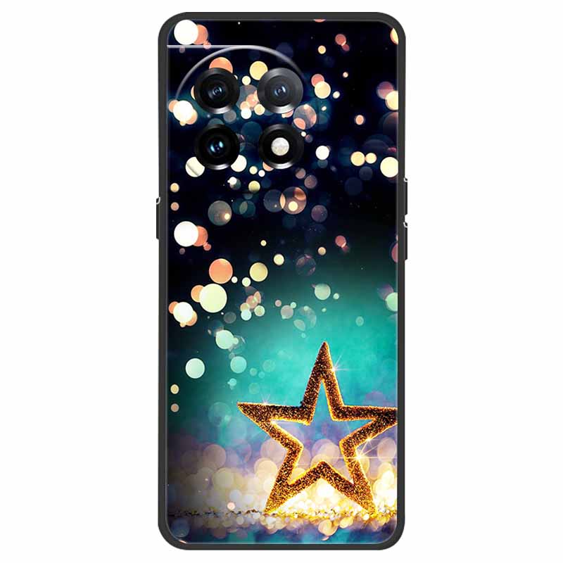 For OnePlus 11 5G Case One Plus 11R Flower Marble Black Bumper Soft TPU Silicone Cover for OnePlus 11 / 11R 5G Phone Cases Capas