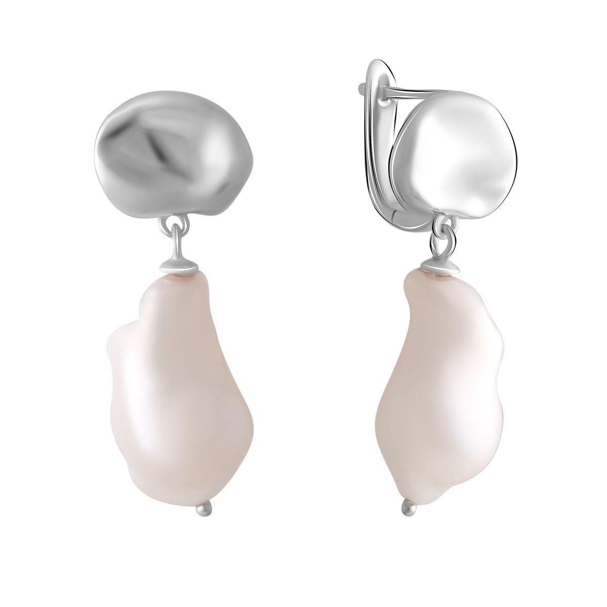 

Срібні сережки ProJewelry з натуральними перлами бароковим 51.555ct (2069416) білий