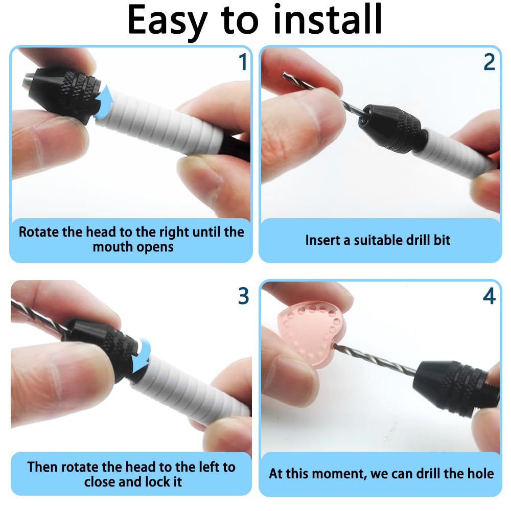 AIFUDA Ruční vrtačka pro šperky AIFUDA Ruční pinová mikro spirálová sada vrtáků pro rotační nástroj pro a jiné hobby vrtačky na výrobu, svěrák, (0,8 mm-3,0 mm) Pryskyřice,