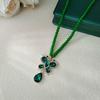 Retro Green Beaded Long Necklace: High-End Chinese Style Fall/Winter Sweater Chain