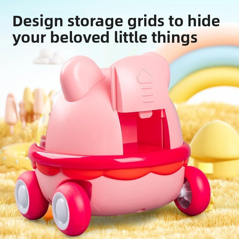 Childrens Puzzle Toy Transparent Gear Cartoon Bear Push Car For Parent Child Interaction