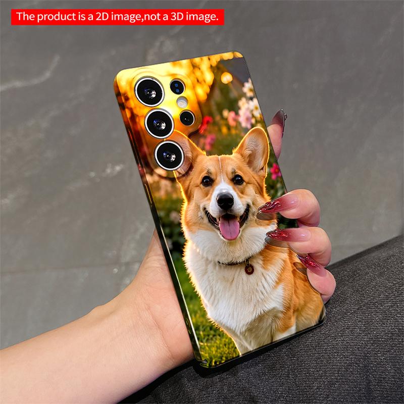 2DFlat Samsung phone case Corgi Sunset Garden Pet Photo Phone Case Applicable to Galaxy S22 S23 S24 S25ULTRA S26 A12 A13 A14 A15 A16