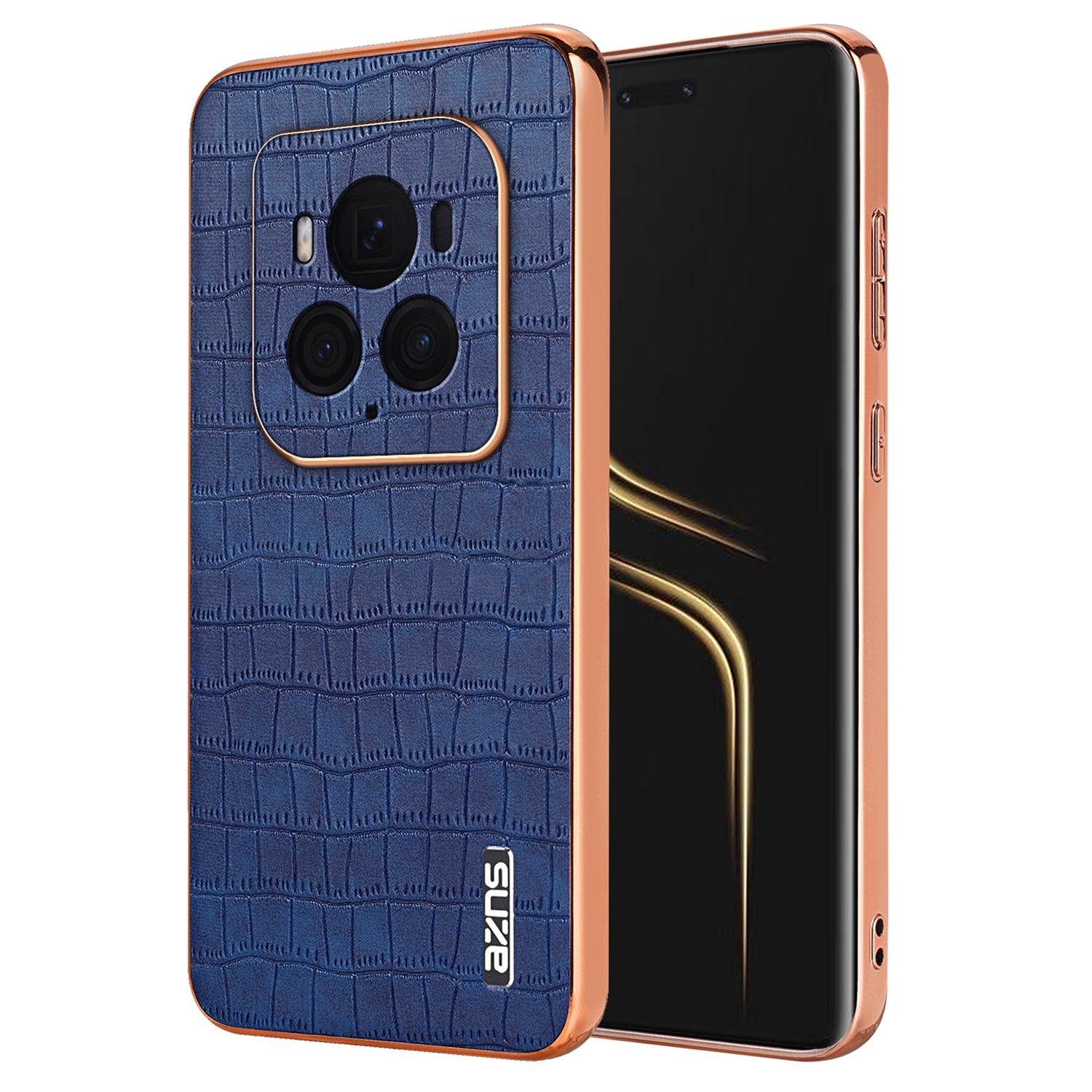 

For Honor Magic6 Ultimate 5G Case Electroplating Leather+TPU Phone Cover Blue