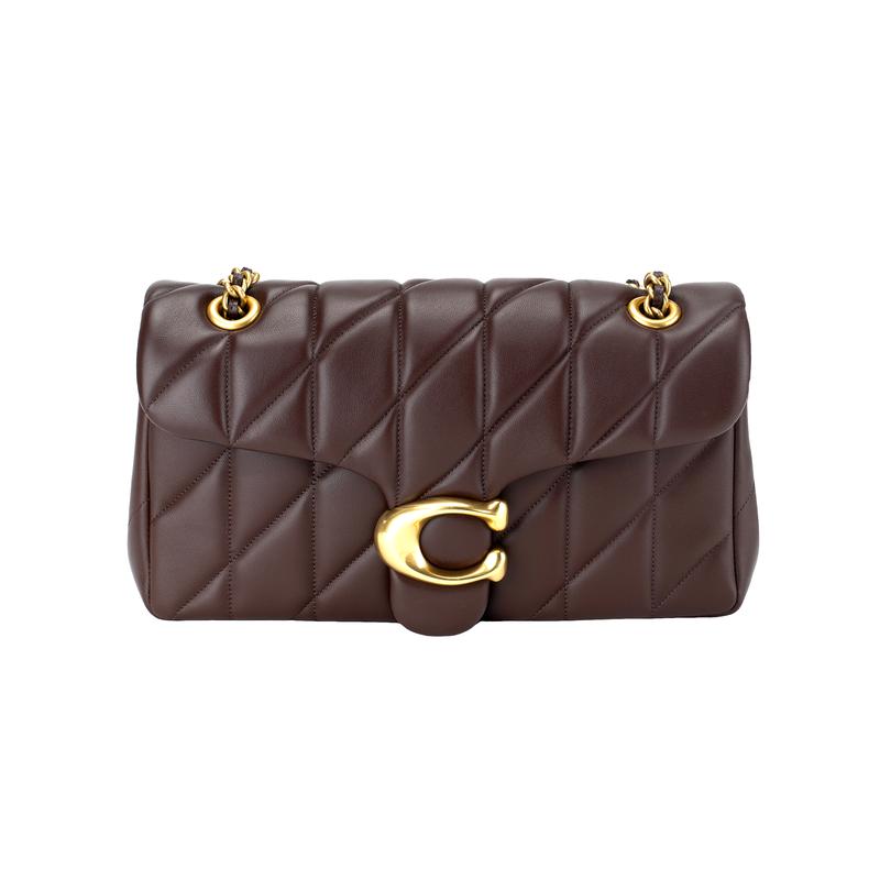 

COACH Tabby 26 Brand Logo Quilted Nappa Leather Crossbody Shoulder Bag Medium Women s Maple коричневий