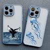 Cool Ocean Turtle Phone Case For iPhone 16 11 12 13 Pro Max Mini 15 14 Pro Max 7 8 Plus X XR Sea Blue Turtle Design Covers