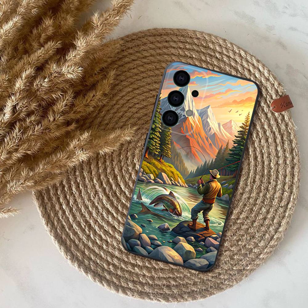 Carp Fish Fishing rod coque Phone Case For Samsung S25,S24,S21,S22,S23,S30,Ultra,S20,Plus,Fe,Lite,Note,10,9,5G Black Cover