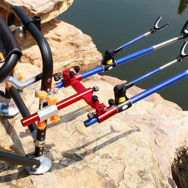 Adjustable Double Rod Holder for 36'' Fishing Chair - Durable Aluminum-Magnesium Alloy Tackle Box Accessory