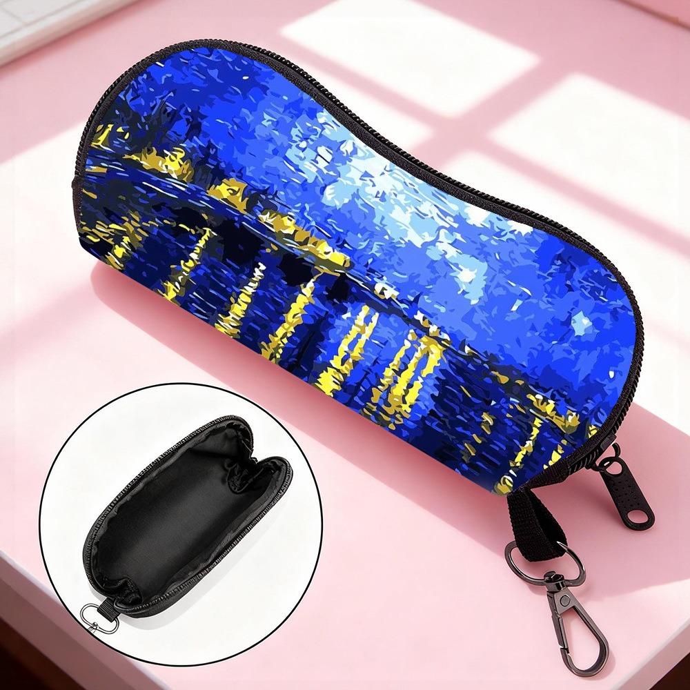 Zipper Eyeglasses Pouch Compact Carabiner Sunglasses Holder Portable Glasses Bag Artistic Anti-Scratch Glasses Case For Daily