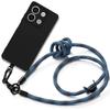 Shockproof Case For Xiaomi Redmi Note 13 5G - Black Silicone - Removable Blue Lanyard - Shock Protection