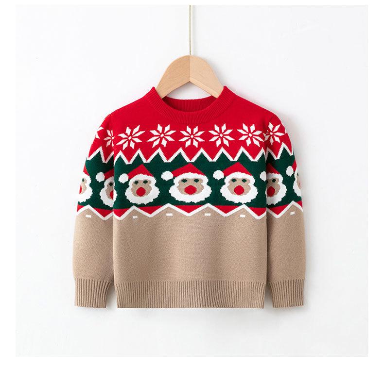 Christmas Boys Girls Sweater Party Pullover Cotton Clothes Kids Autumn Winter Knitwear Top