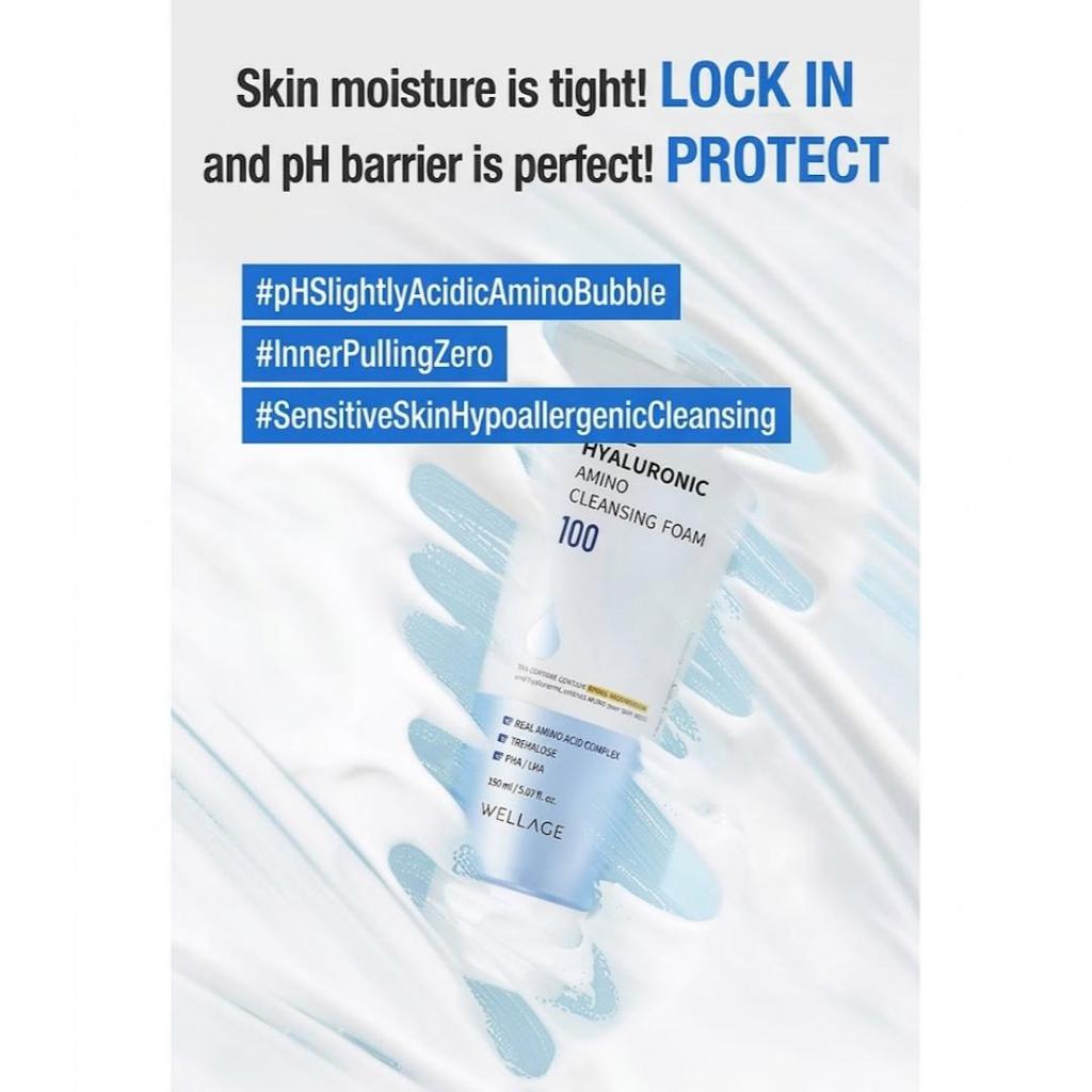 [WELLAGE] Real Hyaluronic 100 Amino Cleansing Foam 150ml