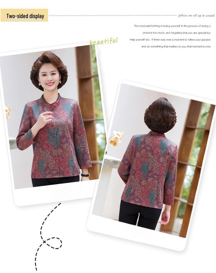 Elegant Plus Size Wool Coat for Middle-Aged and Elderly Women, Long-Sleeve Lightweight Cardigan, Perfect for Spring and Autumn