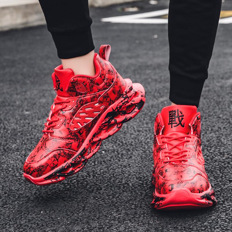 Big Size 39-46 Mens Outdoor Shoes Sports Running Shoes PU Leather Graffiti