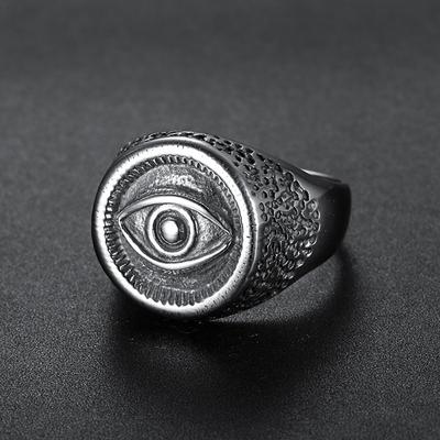 Ancient Egyptian Eye Titanium Steel Ring Unique Mens Jewelry Fashion Accessory